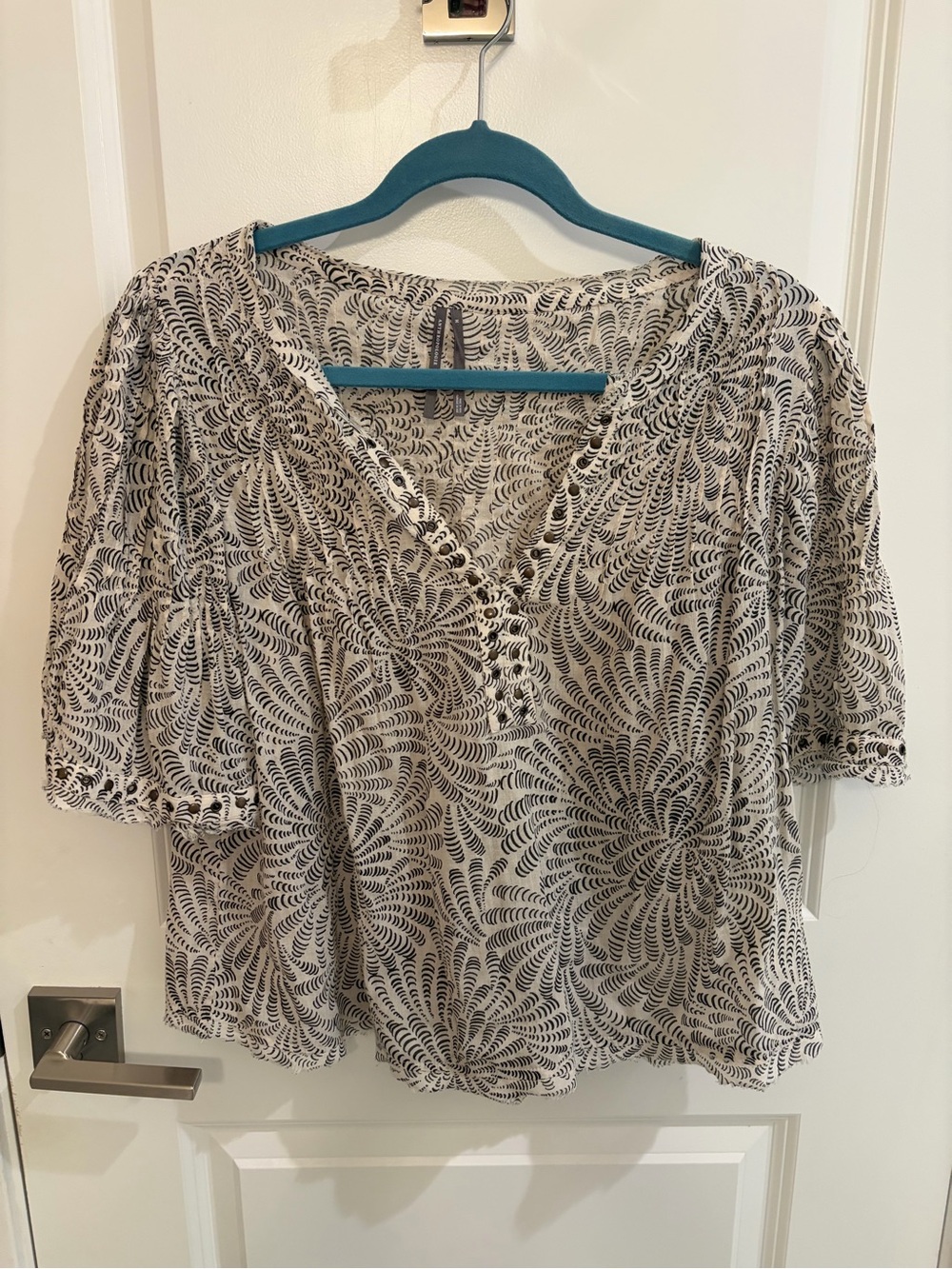 Anthropologie Trina Pintuck Short-Sleeve Swing Top